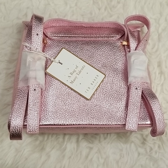 ?TED BAKER LONDON? Aviiana Leather Ruffle Backpack Light Pink Metallic NWT main image 13